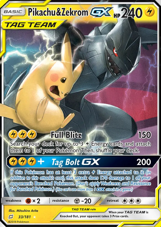 Pikachu & Zekrom GX 33 Team Up Pokesingles