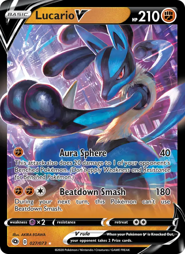 Lucario V 27 Champion's Path Pokesingles