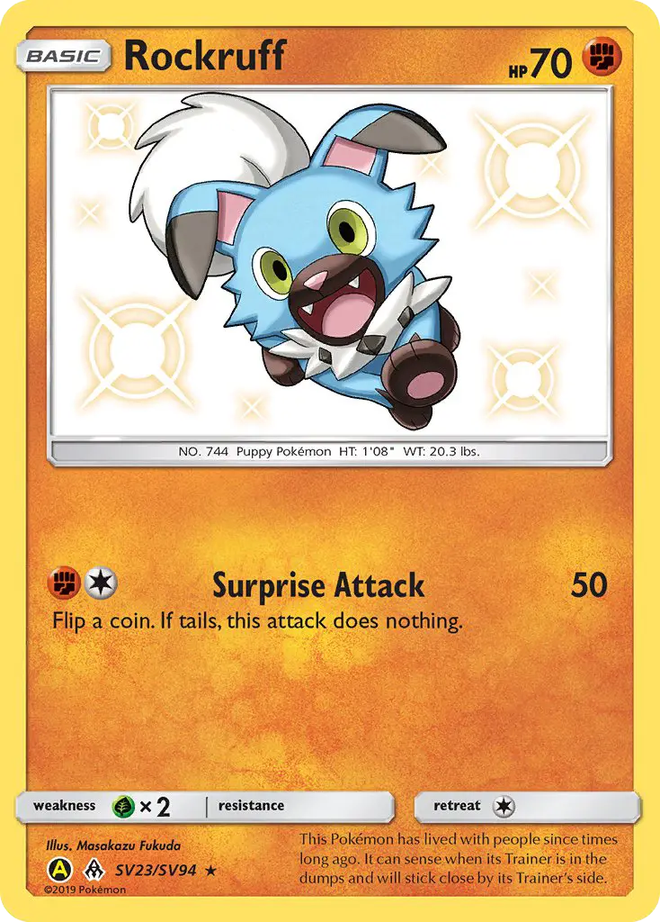 Rockruff SV23 Hidden Fates Shiny Vault Pokesingles