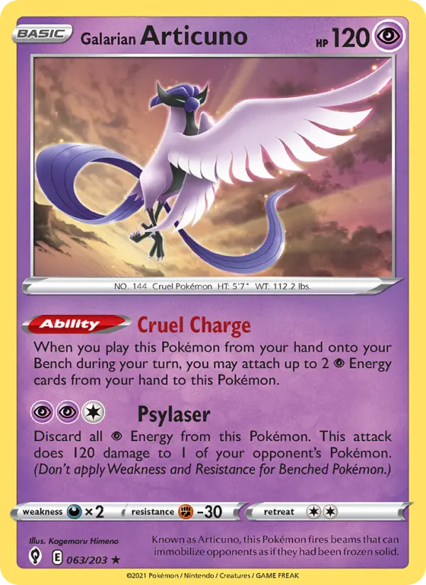 Galarian Articuno 63 Evolving Skies Pokesingles