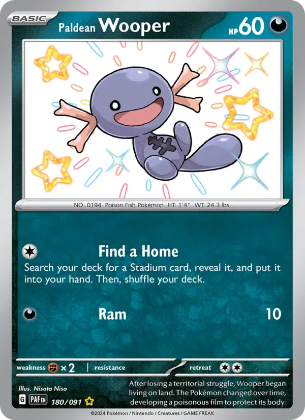 Paldean Wooper 180 Paldean Fates Pokesingles