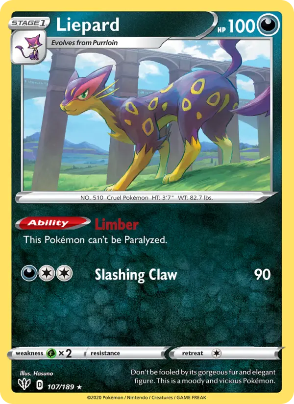 Liepard 107 Darkness Ablaze Pokesingles