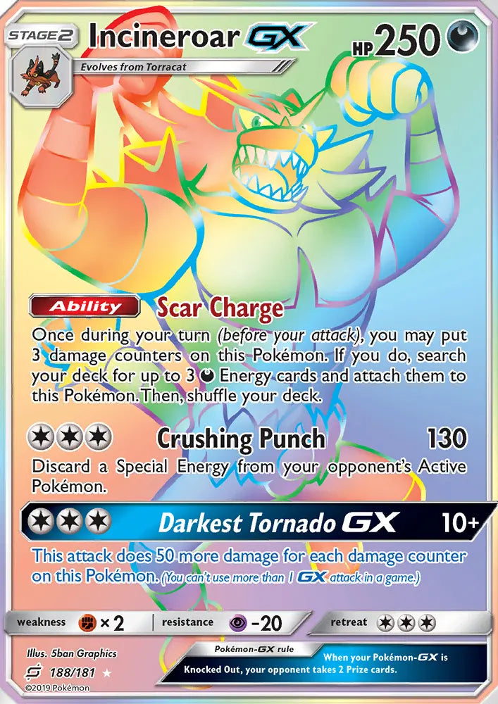 Incineroar GX 188 Team Up Pokesingles