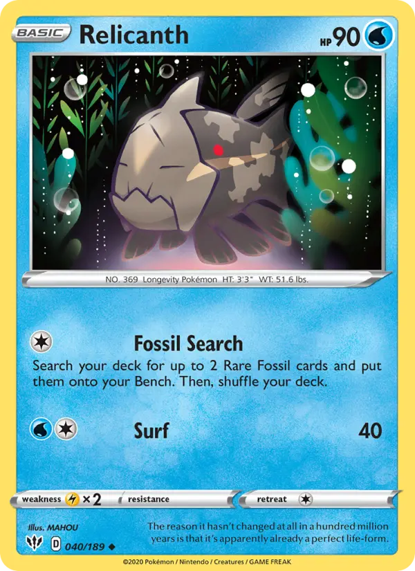 Relicanth 40 Darkness Ablaze Pokesingles