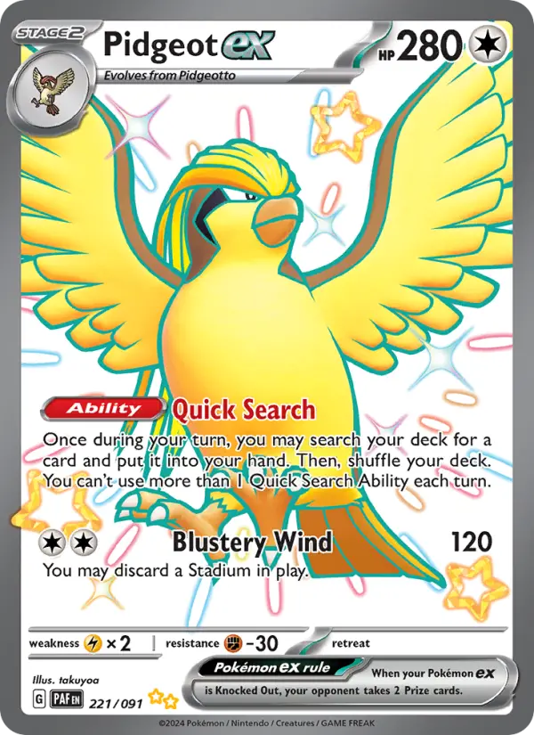 Pidgeot ex 221 Paldean Fates Pokesingles