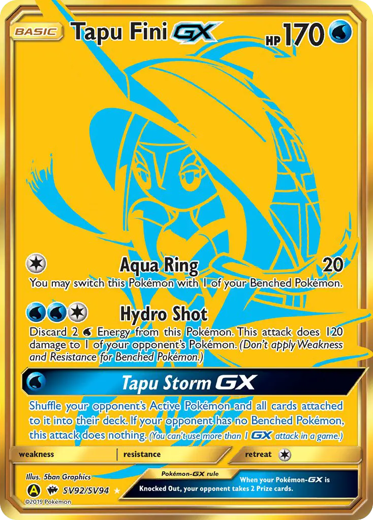 Tapu Fini-GX SV92 Hidden Fates Shiny Vault Pokesingles