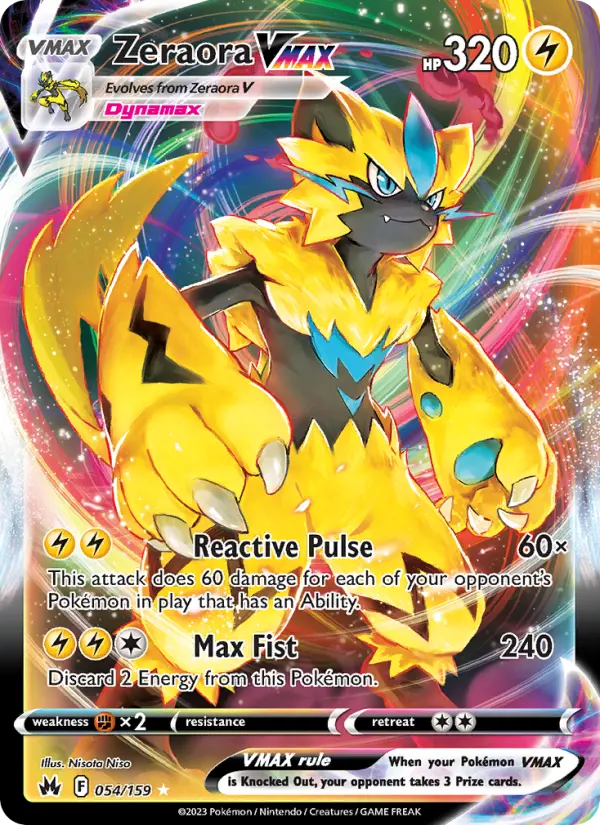 Zeraora VMAX 54 Crown Zenith Pokesingles
