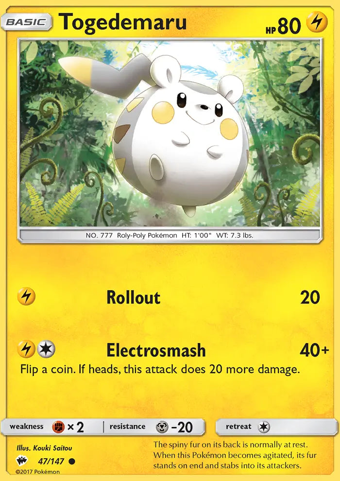 Togedemaru 47 Burning Shadows Pokesingles