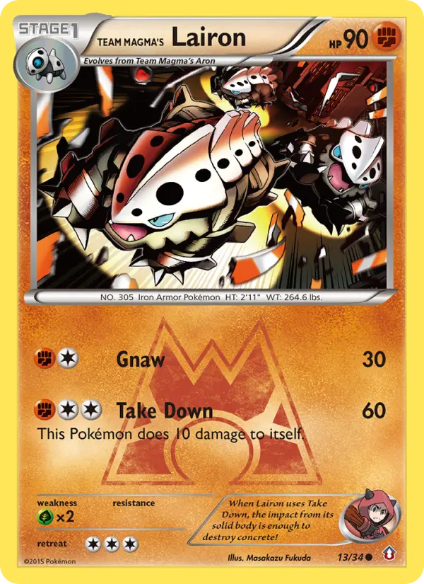 Team Magma's Lairon 13 Double Crisis Pokesingles