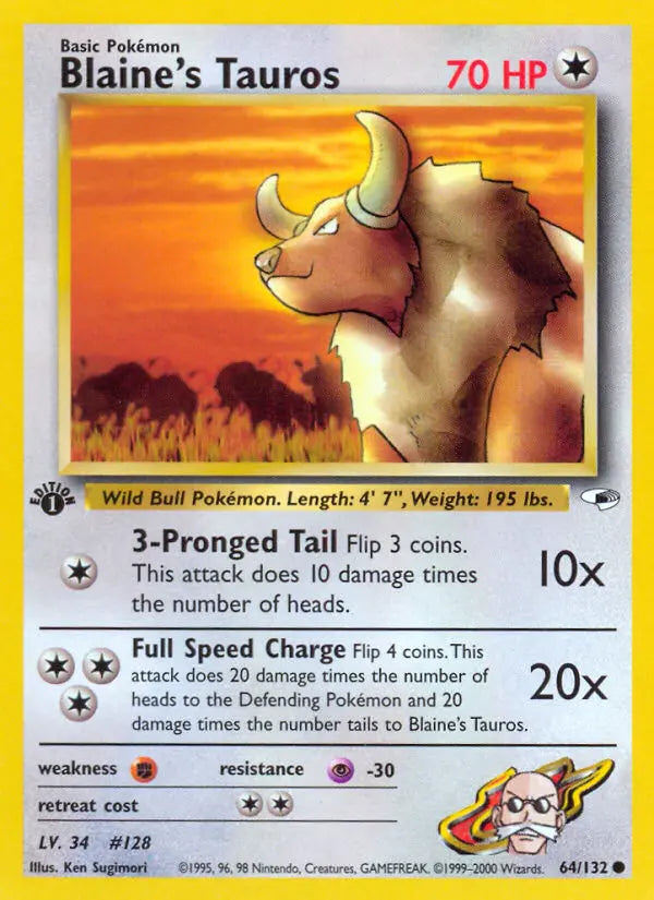 Blaine's Tauros 64 Gym Heroes Pokesingles