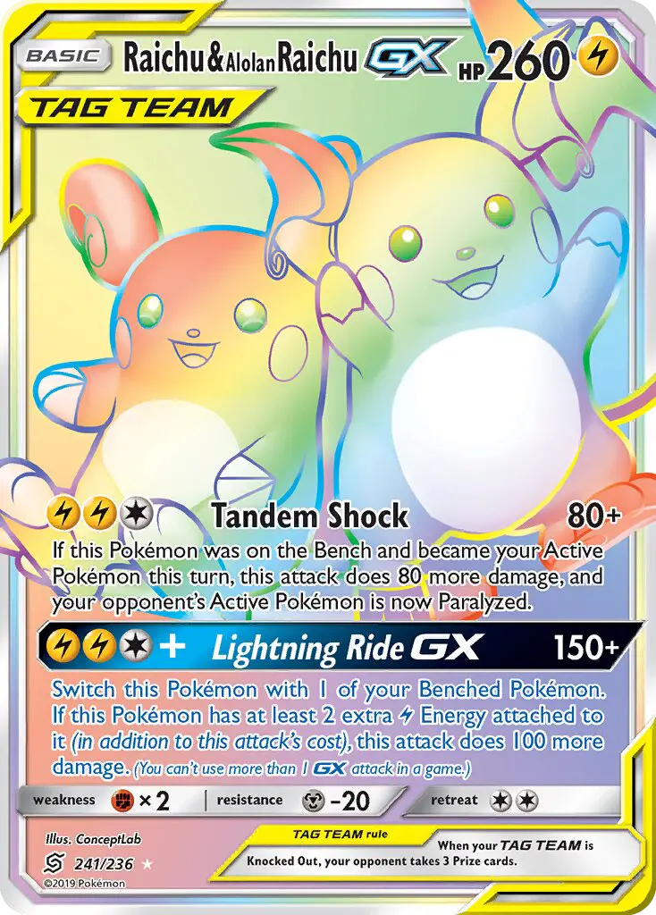 Raichu & Alolan Raichu GX 241 Unified Minds Pokesingles