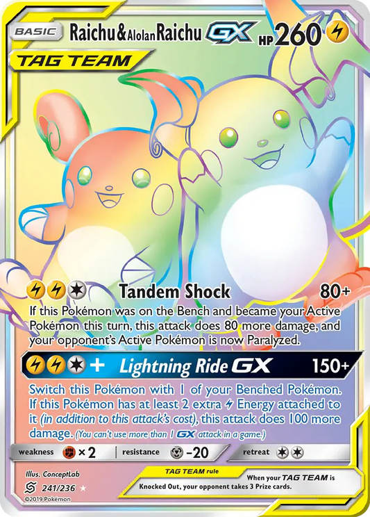 Raichu & Alolan Raichu GX 241 Unified Minds Pokesingles