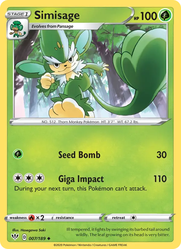 Simisage 7 Darkness Ablaze Pokesingles