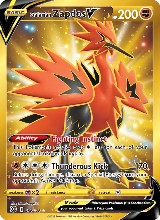 Galarian Zapdos V 182 Brilliant Stars Pokesingles