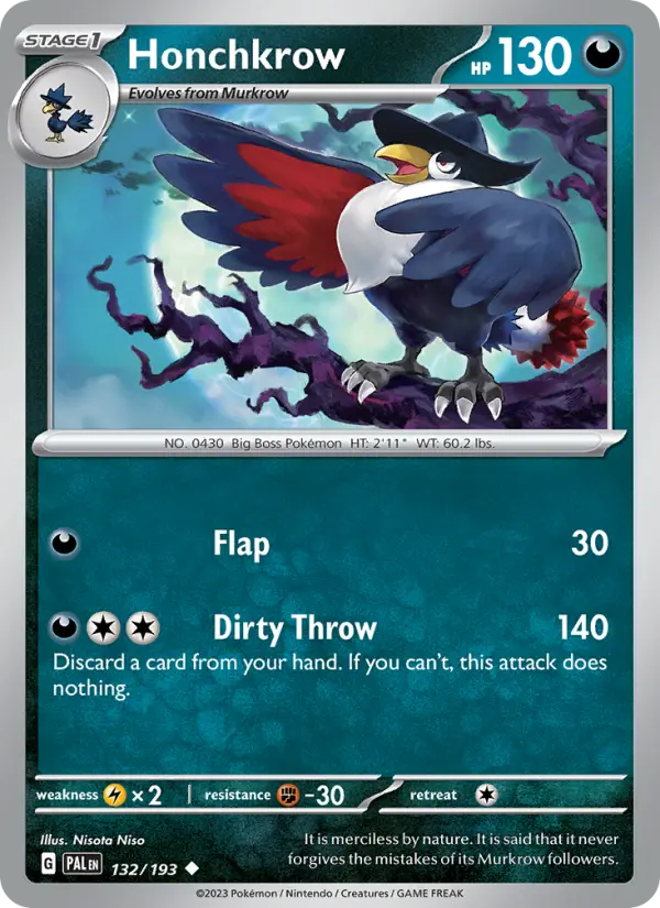 Honchkrow 132 Paldea Evolved Pokesingles