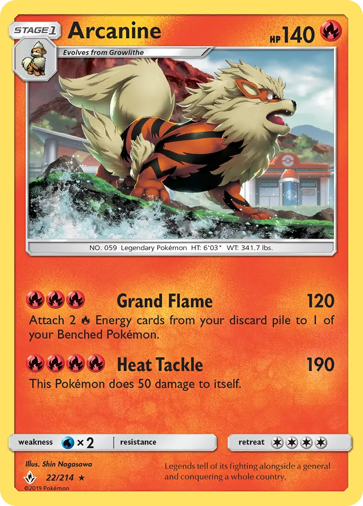 Arcanine 22 Unbroken Bonds Pokesingles