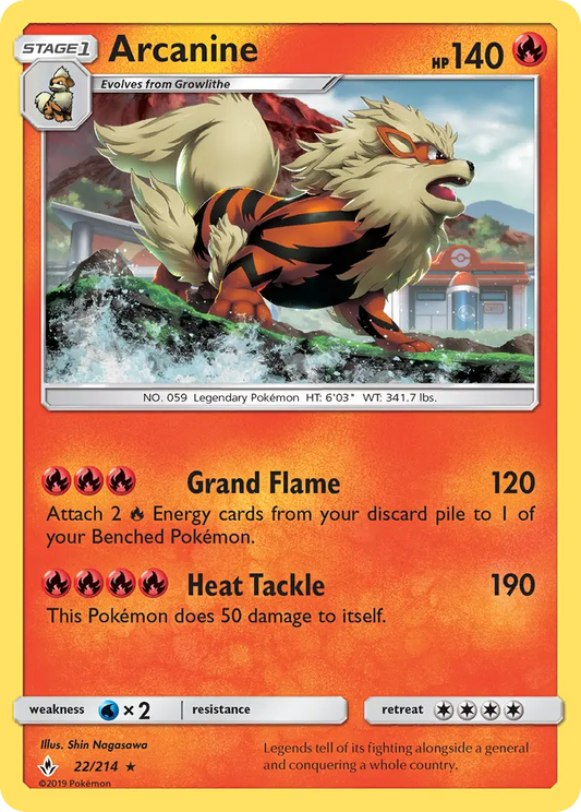 Arcanine 22 Unbroken Bonds Pokesingles