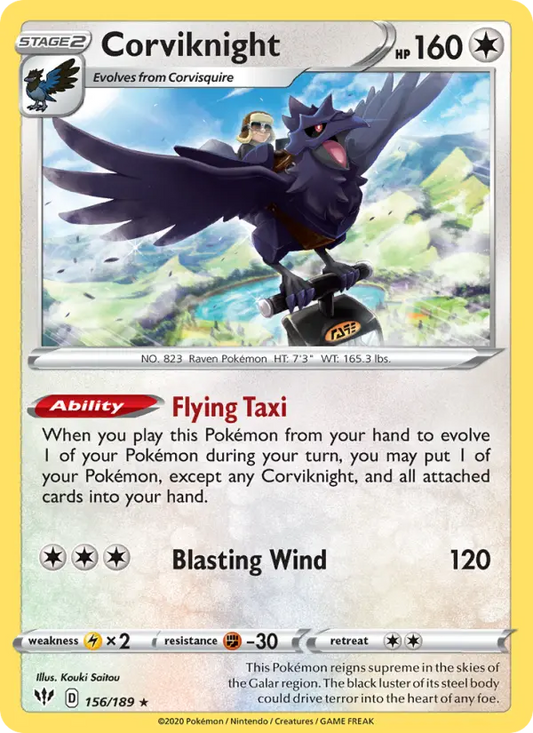 Corviknight 156 Darkness Ablaze Pokesingles