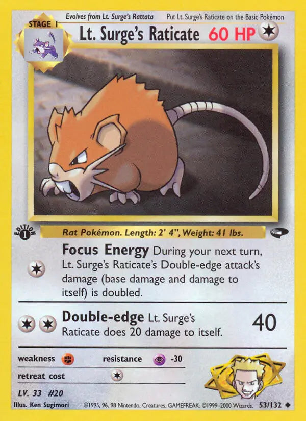 Lt. Surge's Raticate 53 Gym Challenge Pokesingles