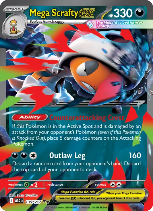 Mega Scrafty ex 135 Ascended Heroes Pokesingles