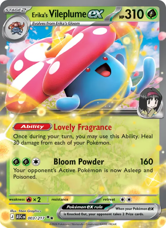 Erika's Vileplume ex 3 Ascended Heroes Pokesingles