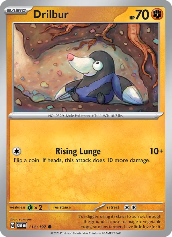 Drilbur 111 Obsidian Flames Pokesingles