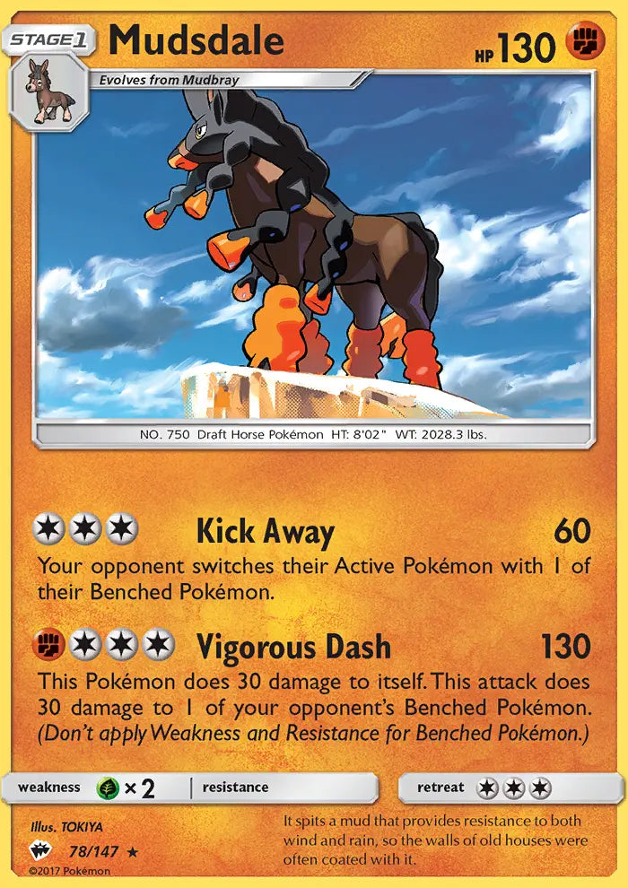 Mudsdale 78 Burning Shadows Pokesingles