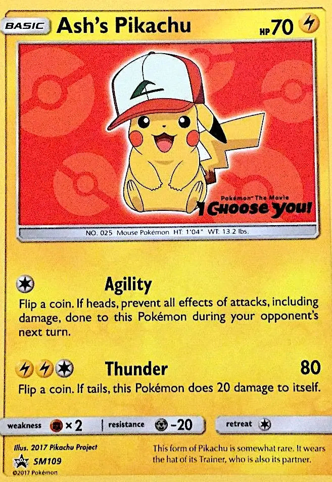Ash's Pikachu SM109 SM Black Star Promos Pokesingles