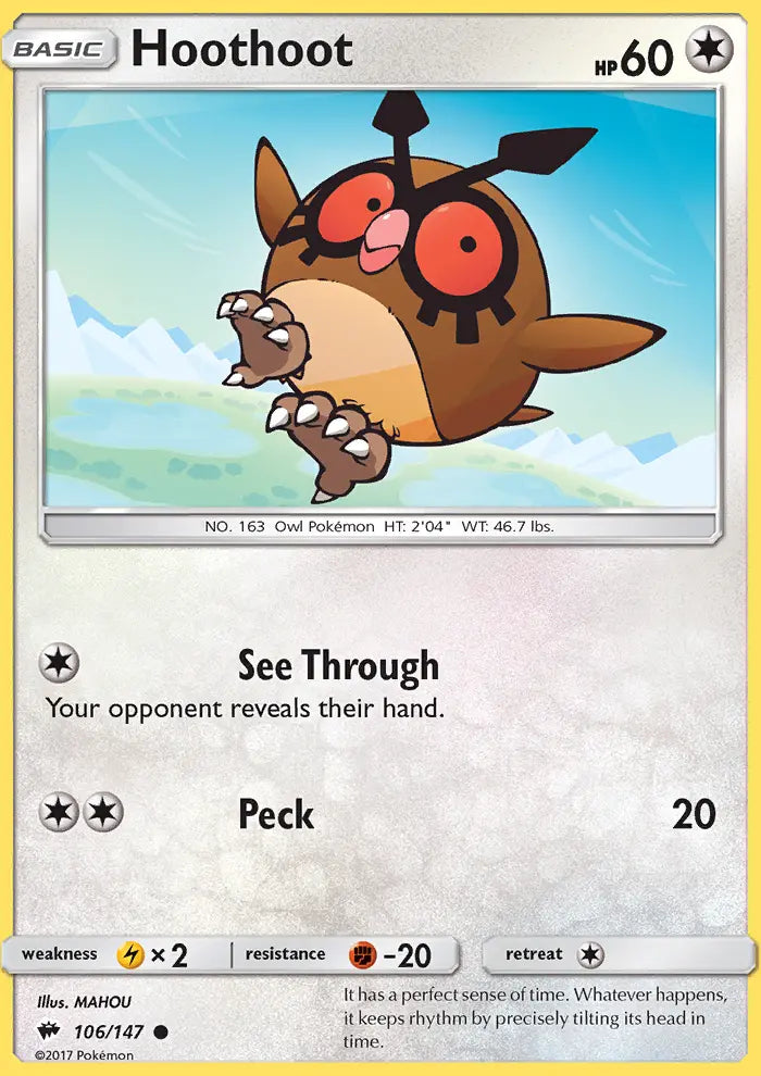 Hoothoot 106 Burning Shadows Pokesingles