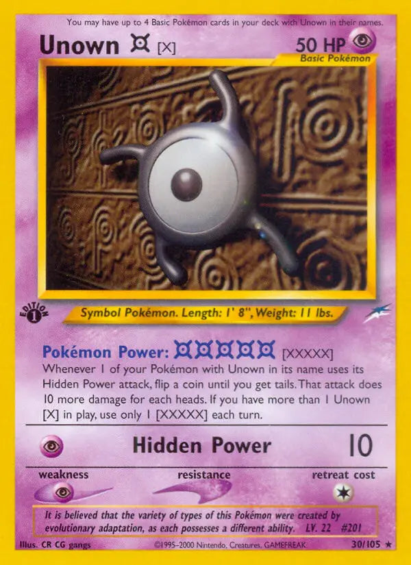 Unown [X] 30 Neo Destiny Pokesingles