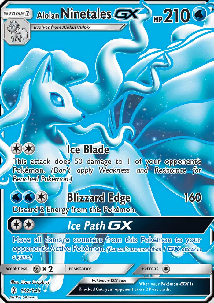 Alolan Ninetales GX 132 Guardians Rising Pokesingles