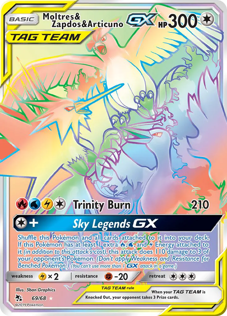 Moltres & Zapdos & Articuno GX 69 Hidden Fates Pokesingles