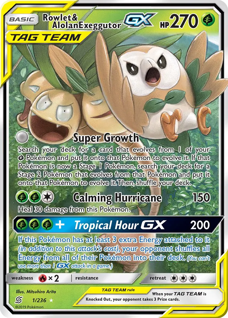 Rowlet & Alolan Exeggutor GX 1 Unified Minds Pokesingles