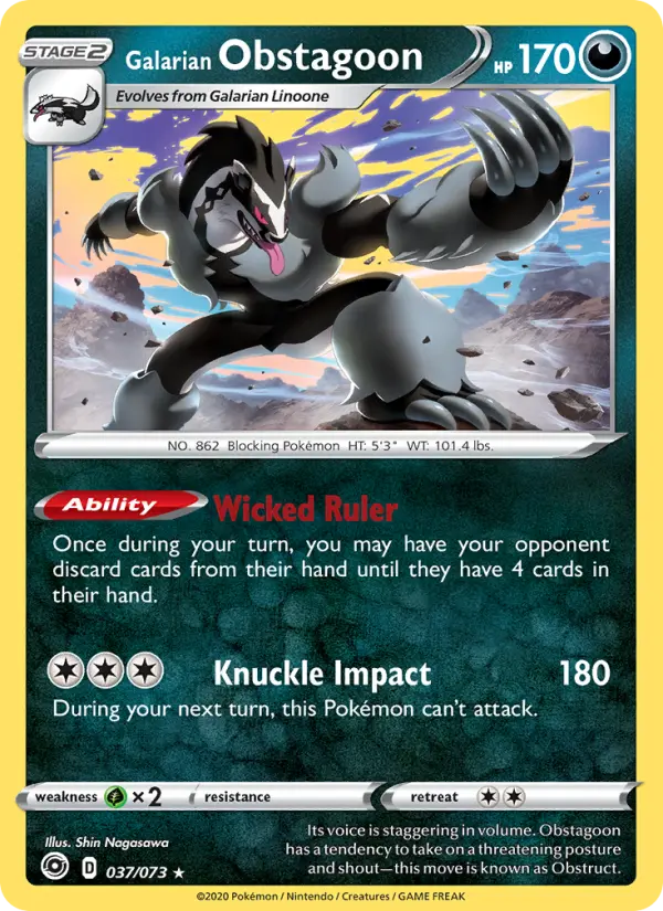 Galarian Obstagoon 37 Champion's Path Pokesingles