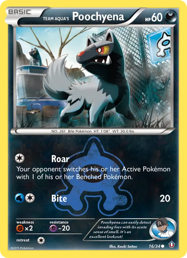 Team Aqua's Poochyena 16 Double Crisis Pokesingles