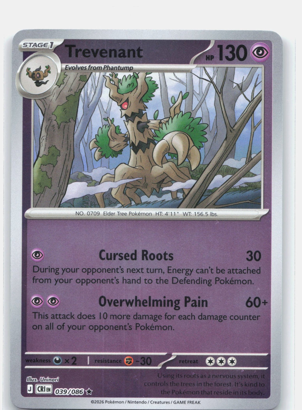 Trevenant 039 - ME04: Chaos Rising - Reverse Holofoil