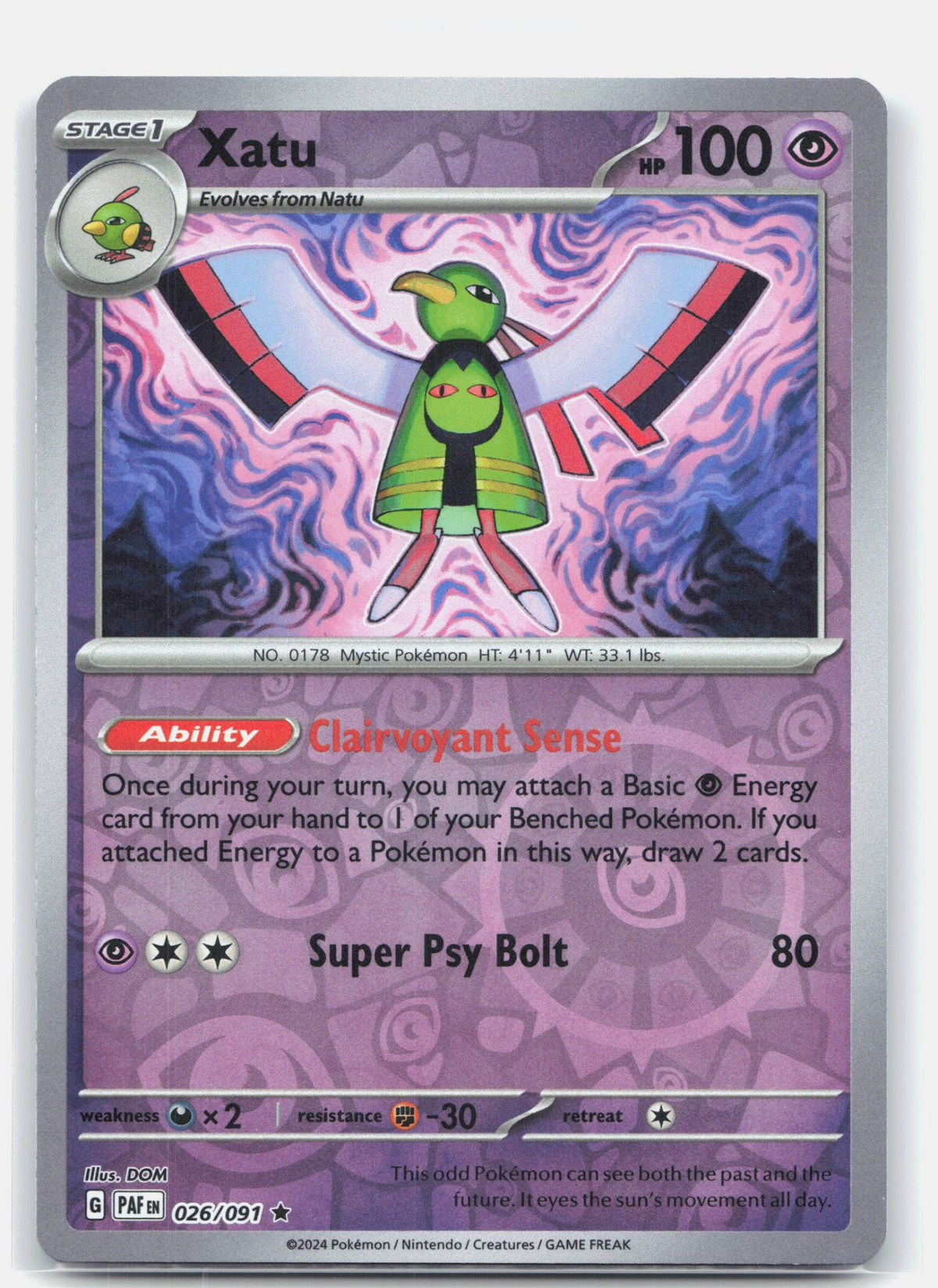 Xatu 026 - SV: Paldean Fates - Reverse Holofoil