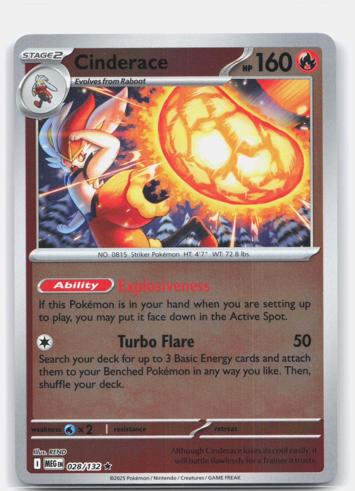 Cinderace 028 - ME01: Mega Evolution - Reverse Holofoil
