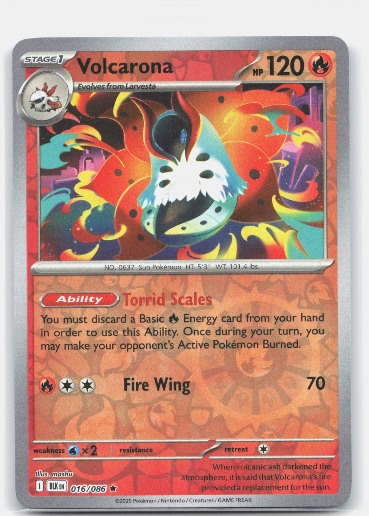 Volcarona 016 - SV: Black Bolt - Reverse Holofoil