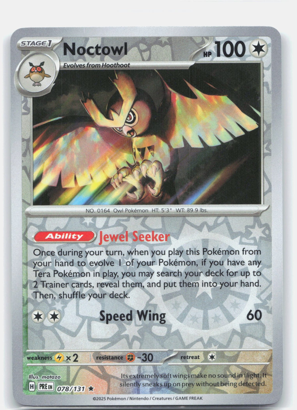 Noctowl 078 - SV: Prismatic Evolutions - Reverse Holofoil