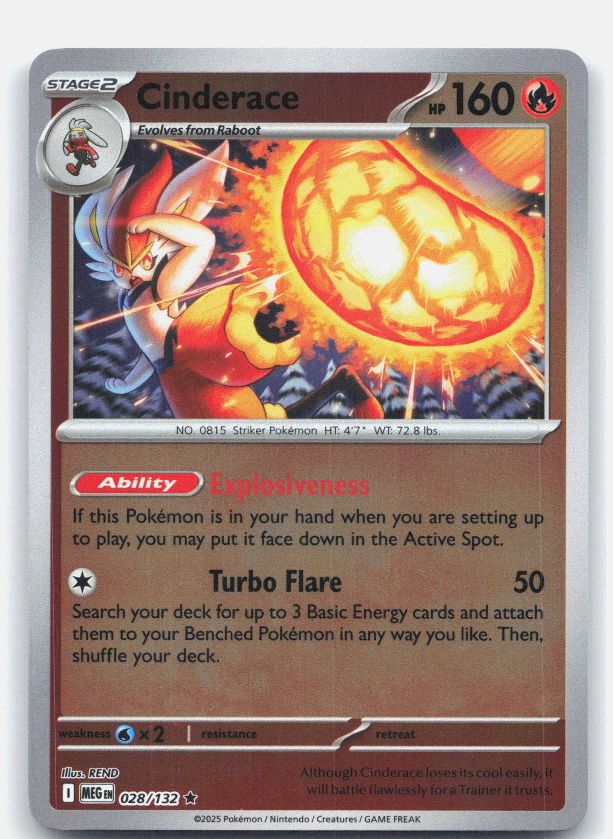 Cinderace 028 - ME01: Mega Evolution - Reverse Holofoil
