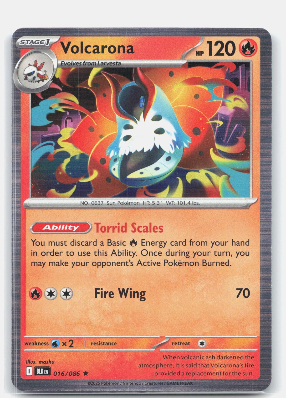 Volcarona 016 - SV: Black Bolt - Holofoil