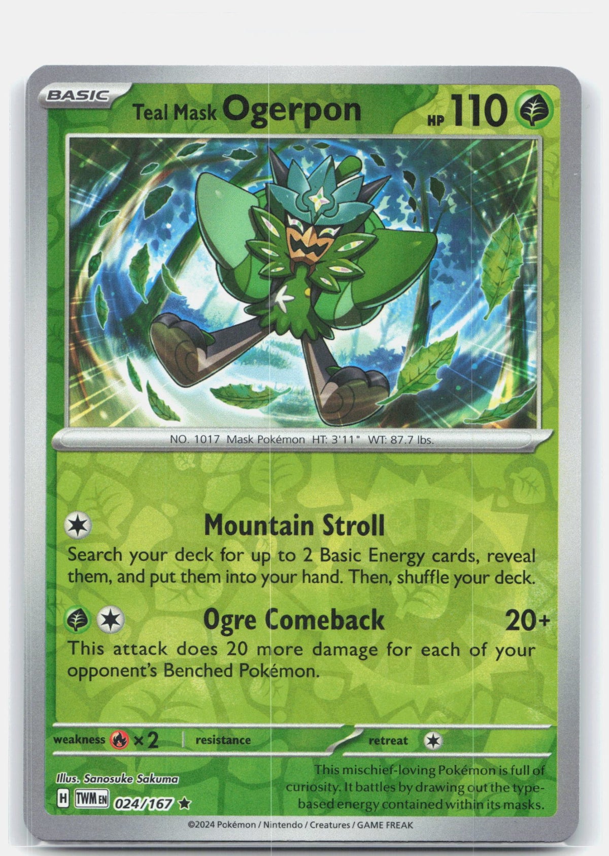 Teal Mask Ogerpon 024 - SV06: Twilight Masquerade - Reverse Holofoil