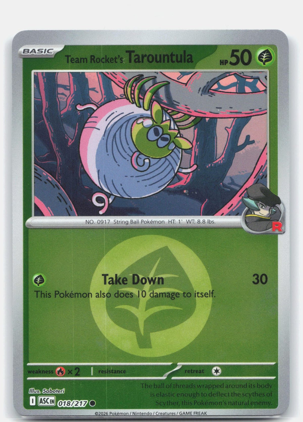 Team Rocket's Tarountula (Energy Symbol Pattern) | Near Mint
