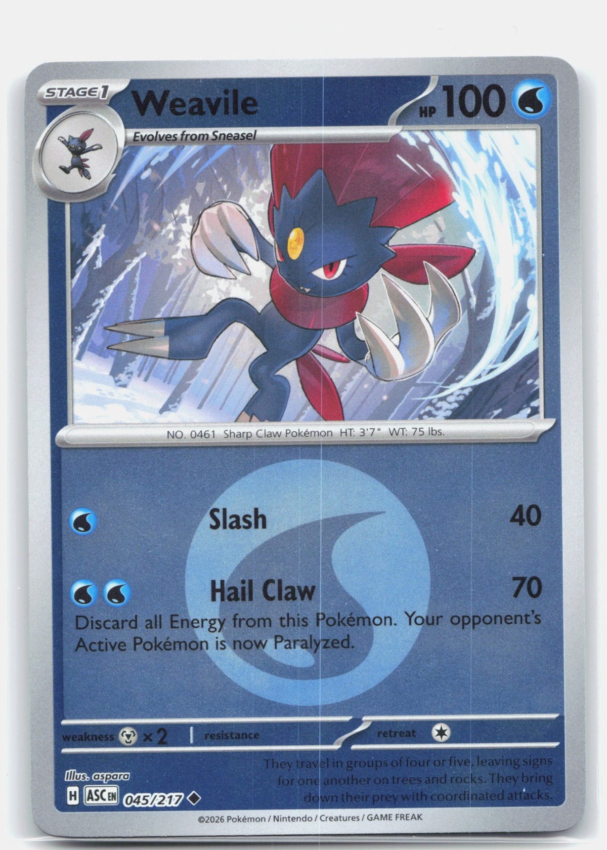 Weavile - 045/217 (Energy Symbol Pattern) | Near Mint