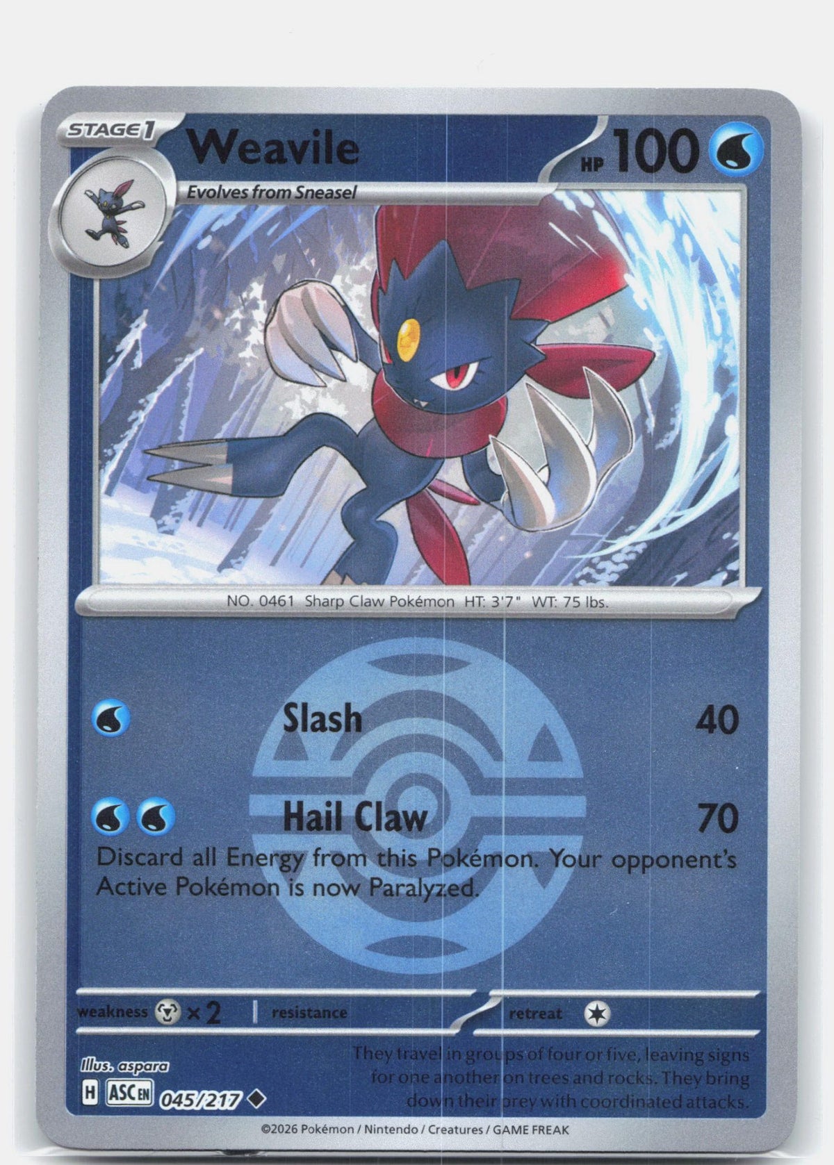 Weavile - 045/217 (Dusk Ball) | Near Mint
