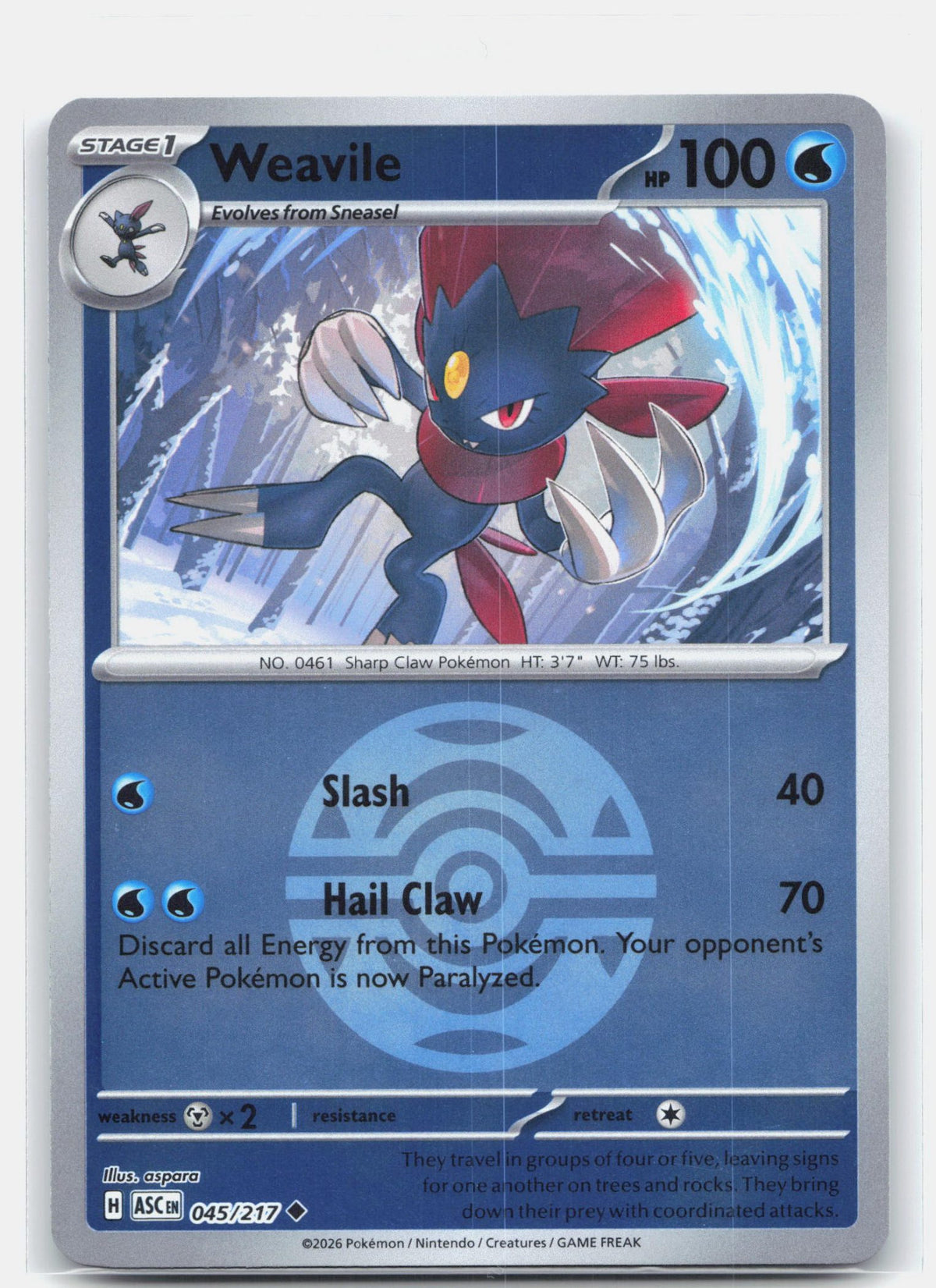 Weavile - 045/217 (Dusk Ball) | Near Mint