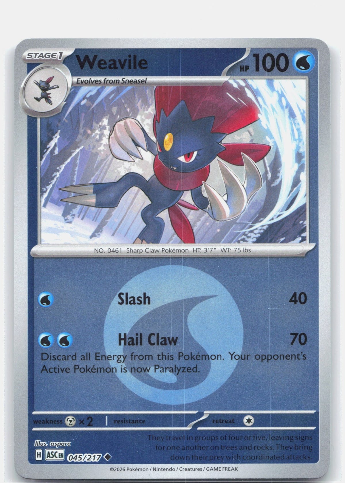 Weavile - 045/217 (Energy Symbol Pattern)