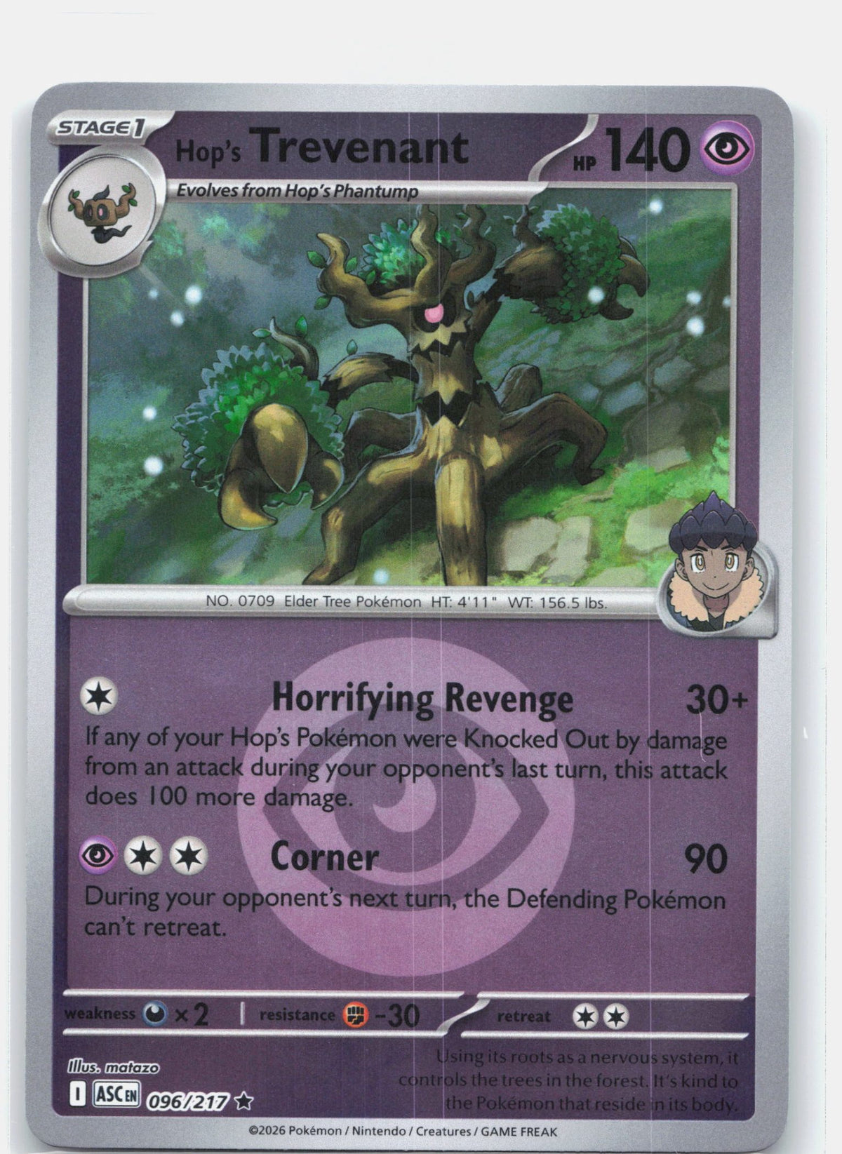 Hop's Trevenant - 096/217 (Energy Symbol Pattern) | Near Mint