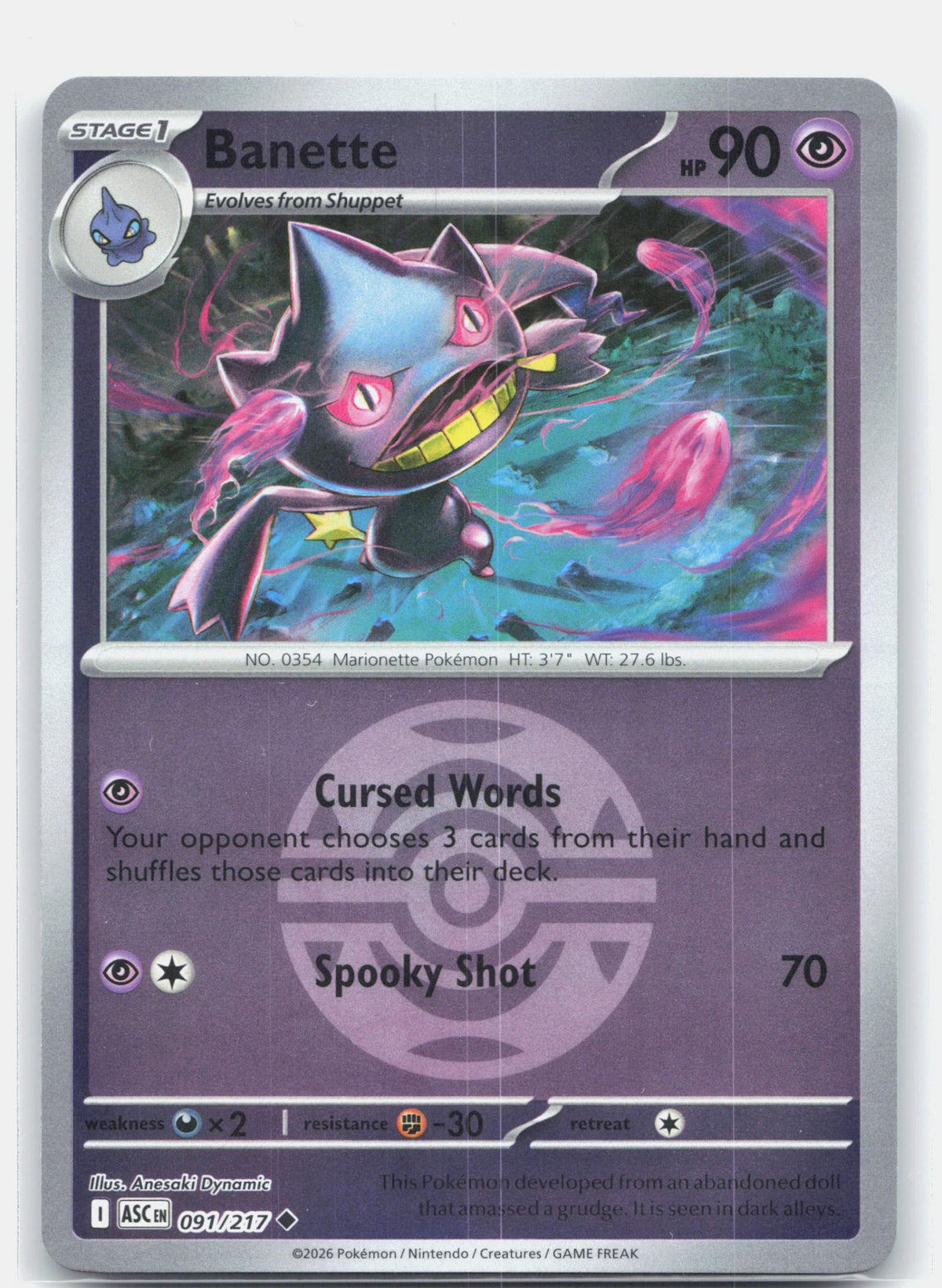 Banette - 091/217 (Dusk Ball) | Near Mint